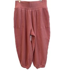 Free People Beach Ribbed Knit Joggers Pink Harem Lounge Pants Womens Small